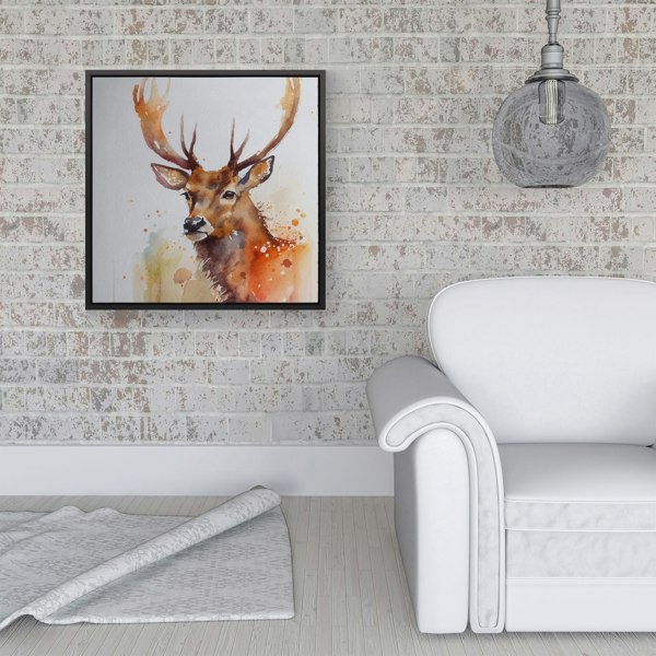 Warren Reed Majestic Stag Watercolour Framed Canvas