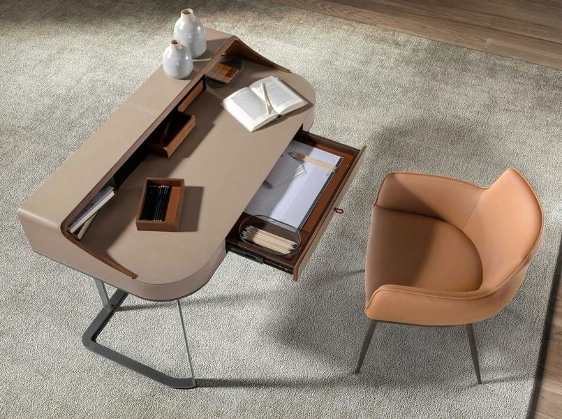 Angel Cerdá Desktop dressing table leatherette, walnut and gray steel 3279
