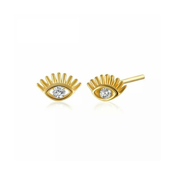 Sterling Silver Gold Eye Stud Earring - Spero London