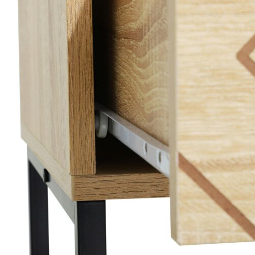 Wyld Haus Niel Wooden Natural Chevron 6 Drawer Chest With Zigzag Black Metal Legs