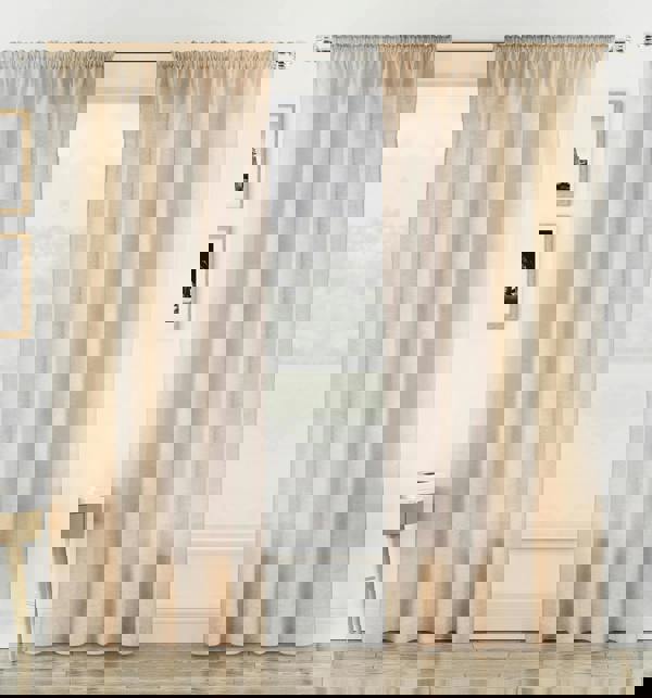 Tyrone Textiles Plain Linen-Look Voile Panels Pair with Rod Pocket Header