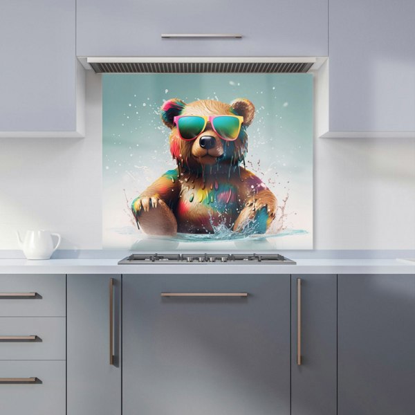 Warren Reed - Designer Splashart Bear In Glasses Kitchen Splashback