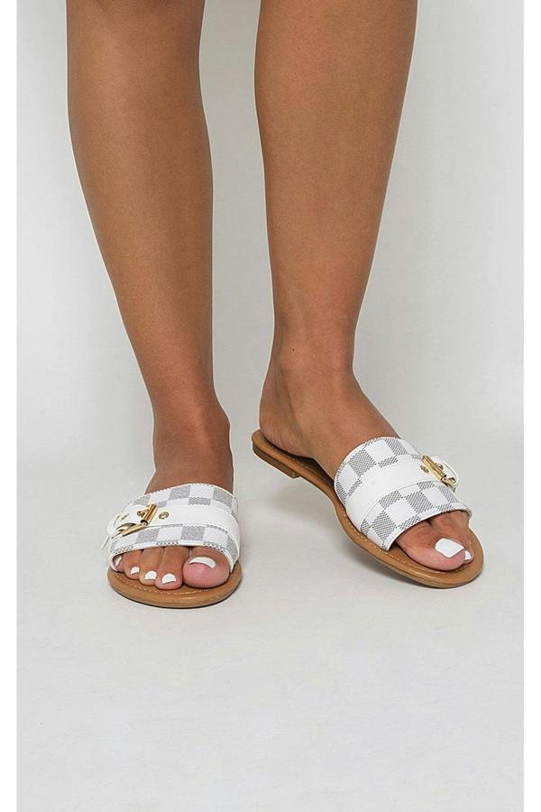 Ariah Open Toe Flat Sandals - White