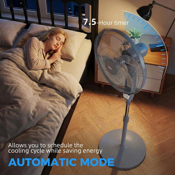 16 Oscillating Fan Remote Adjustable Height Grey