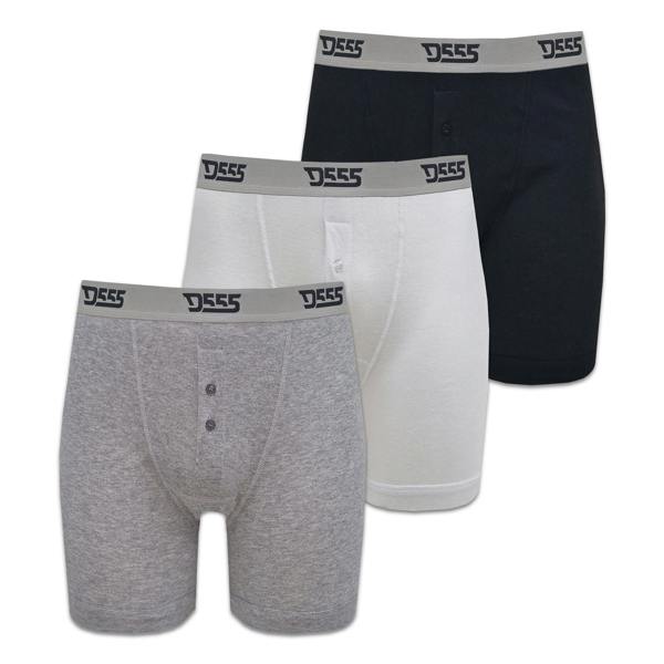 Duke Mens D555 London Driver Cotton Boxer Shorts (Pack Of 3) - Black/White/Grey - 