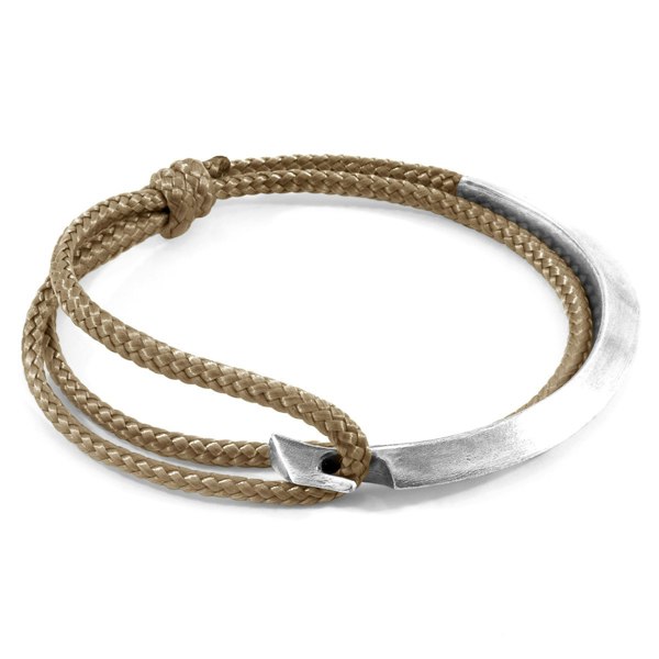 Anchor & Crew Sand Brown Hove Silver and Rope Bracelet