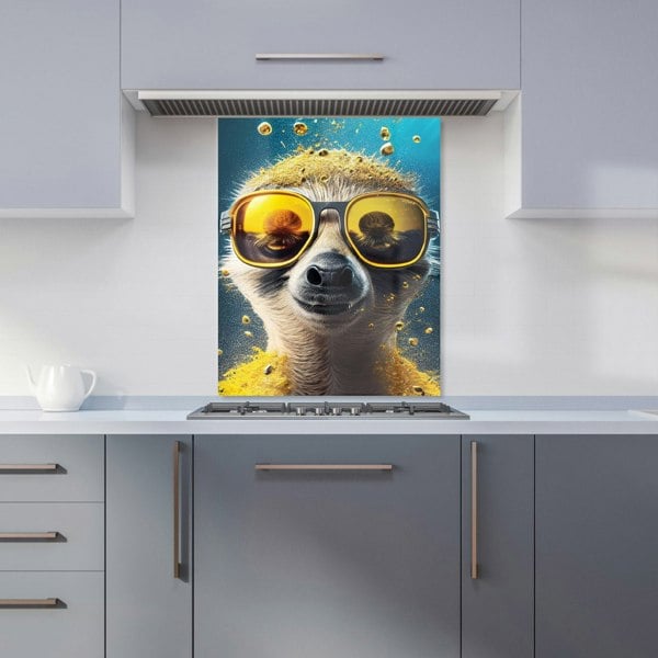 Warren Reed - Designer Meerkat With Golden Glasses Splashart Kitchen Splashback