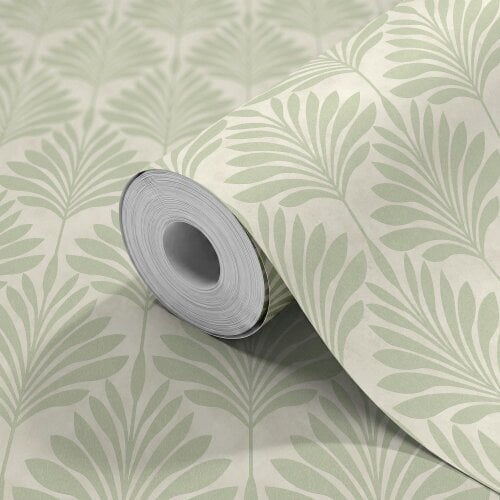 Hoopla Walls Palm Fan - Soft Sage 10m Wallpaper