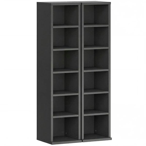 Bobobiy Set of 2 CD Media Display Shelf Unit Tower Rack with Adjustable Shelves, Black