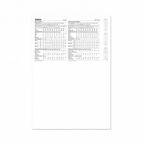Simplicity Sewing Pattern 9693, Trousers for Men, AA (34-36-38-40-42) - Intermediate