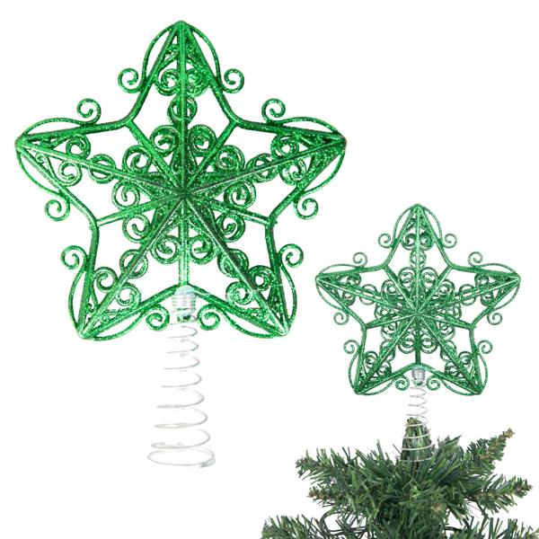 14.5cm Glitter Star Christmas Tree Topper in Assorted Colours for Festive Displays image 1