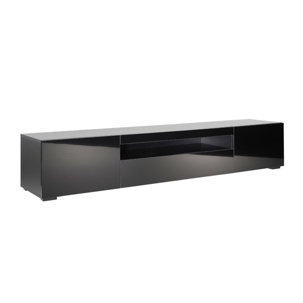 MMT Furniture Designs Modern Black 200cm Matt Gloss TV Stand Cabinet Suitable for 55-80 Inch TV's