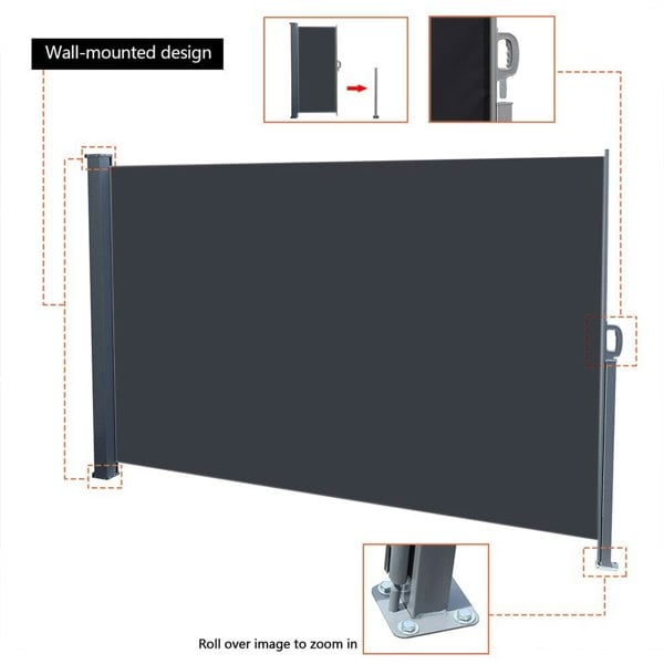 Retractable Single Side Awning - Grey Brown Patio Awnings Living and Home
