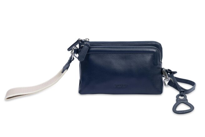 SADDLER Heather Leather Clutch & Crossbody Bag - Handmade by Saddler  – Versatile & Compact - Navy