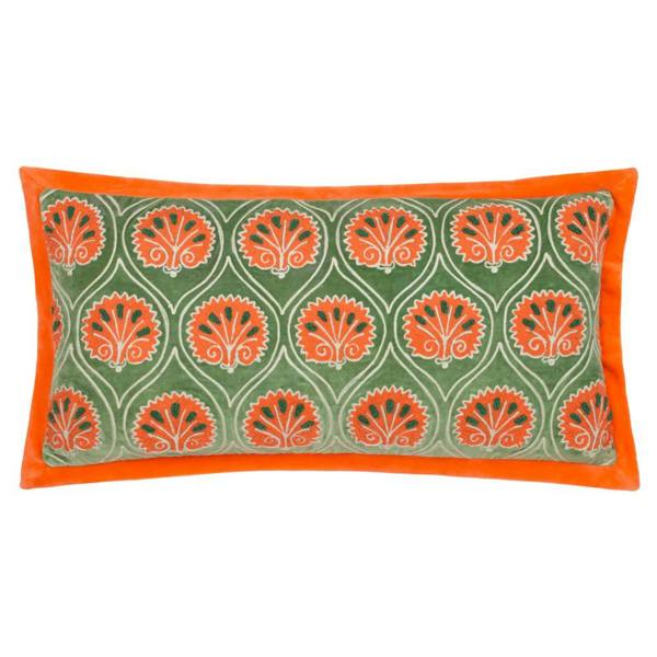Paoletti Casa Embroidered Cushion Cover - Peridot/Orange - 