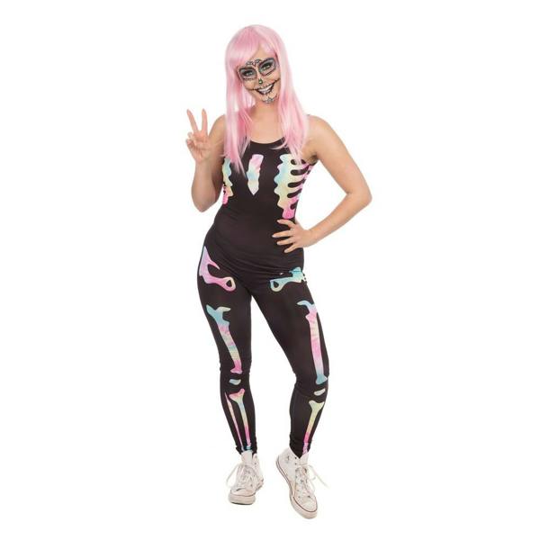 Bristol Novelty Womens/Ladies Halloween Skeleton Jumpsuit - Black - 