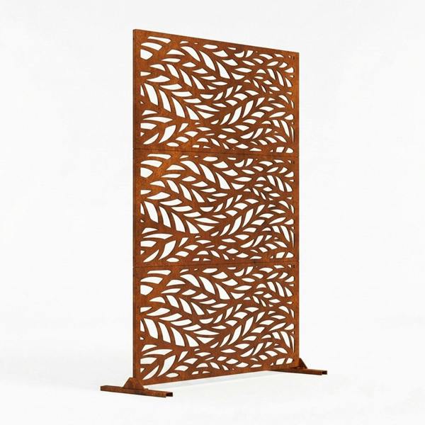 Nicoman Metal Indoor/Outdoor Privacy Screen 90cm x 180cm - Leaf - Rust
