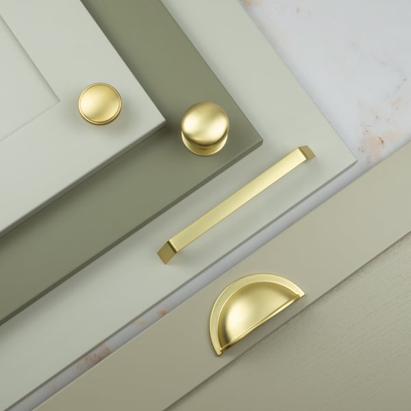 Handle & Home Brushed Brass Contemporary Handles and Coordinating Knobs