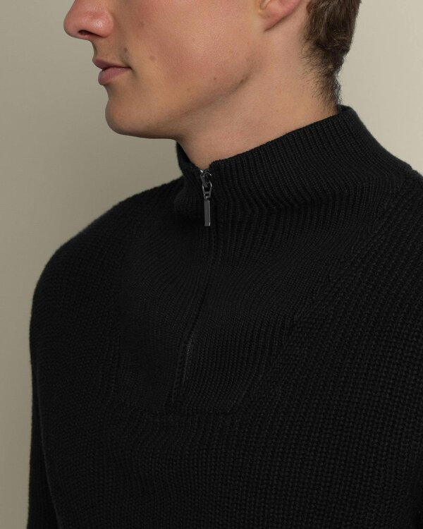 Larsson & Co Rib Panel Knitted 1/4 Zip Sweater
