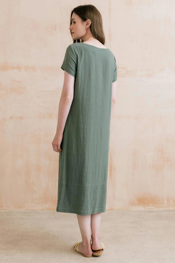 Lily & Me Summer Breeze Linen Blend Dress Laurel Green