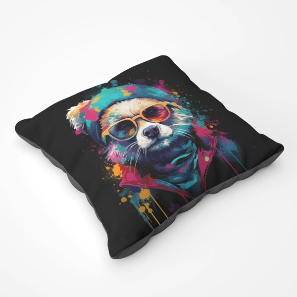 Warren Reed Multi Coloured Splashart Dog Floor Cushion