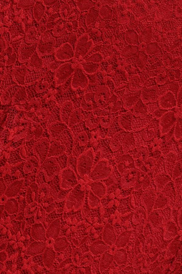 Flutter Sleeve Lace A-Line Midi Dress - Red DR4498