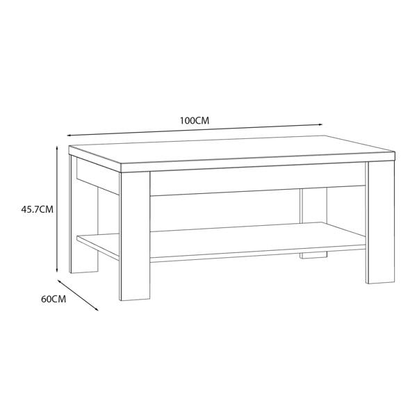 Wyld Haus Bramblecroft White and Natural Oak Wood Coffee Table Bottom Shelf