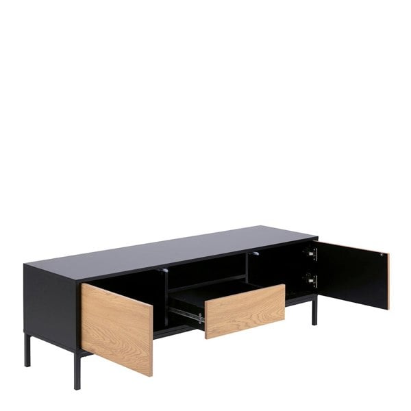 Furniture To Go Seaford TV Unit 2 Doors 1 Drawer in Black & Oak
