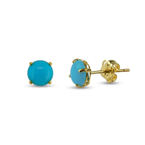 Spero London 9Ct Solid Gold Natural Turquoise Stud Earrings