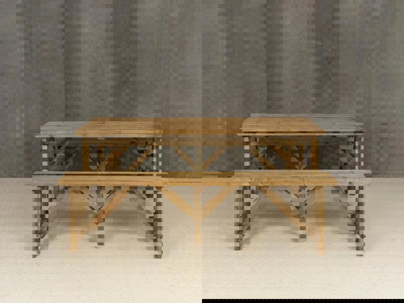 Victoria Picnic Table and Benches Set – Rustic Finish Wooden Outdoor Dining Set for Gardens, Patios, and Picnics