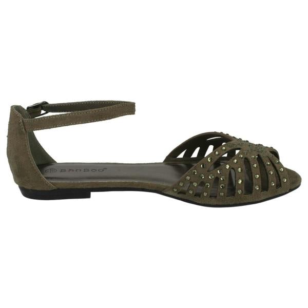 Anne Michelle Ladies Anne Michelle Flat Diamante Trim Sandals
