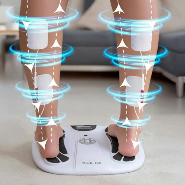TENS electrode pads being used with Bodi-Tek CIRCULATION PLUS REVIVE PRO