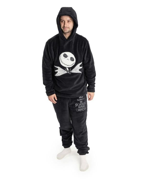 Disney The Nightmare Before Christmas Mens Black Face Long Sleeve Long Leg Pyjama Set