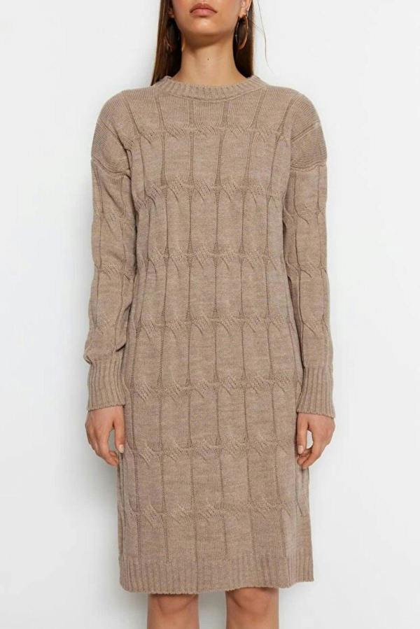 WOVCOR Mini Crew Neck Knit Dress
