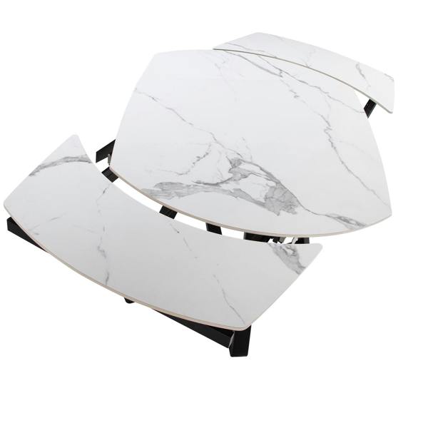 Angel Cerdá Oval Barrel porcelain marble and black steel extending dining table 1096