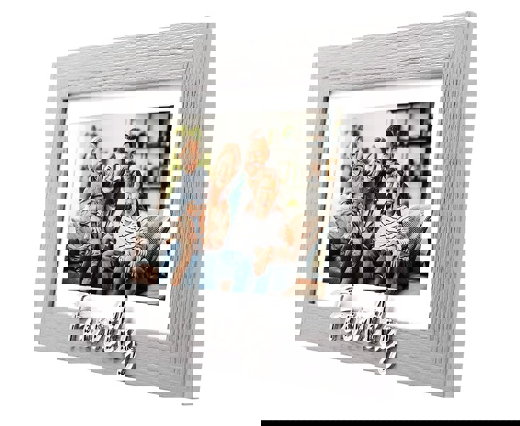 Grey Woodgrain Effect Family Picture Frame with Silver Letters - 6x4" or 7x5" Image 3