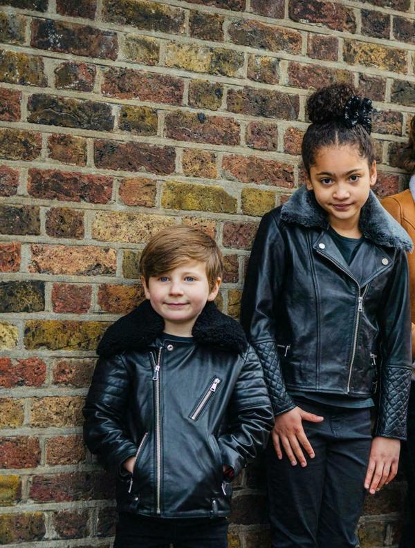 Infinity Leather Kids Jackets Girls 100% Leather Detachable Collar Biker Jackets (3-13 Years)