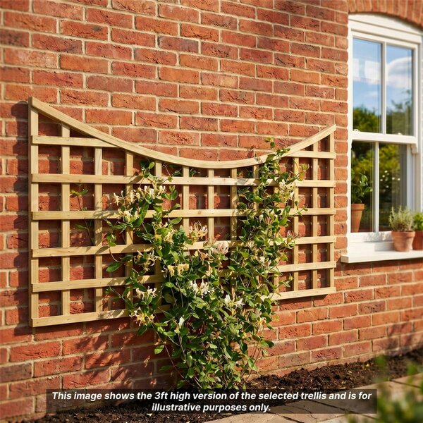 Premier Garden Supplies Standard Concave Top Fence Panel Topper Garden Trellis 6ft x 1-5ft Curved Privacy Lattice Panels for Fencing, Pergola, Patio - Wood - 3, 4 or 5 - 4 Pack Height: 2ft x Width: 6ft (182.8cm) x 4 Pack