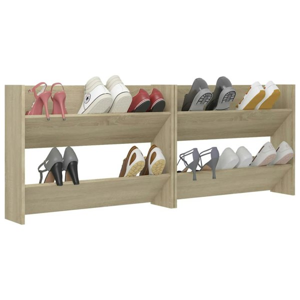 Berkfield Wall Shoe Cabinets 2 pcs Sonoma Oak 80x18x60cm Engineered Wood