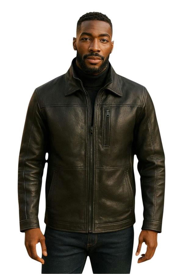 Infinity Leather Mens Warm Mid-Length Leather Biker Coat - Sikander