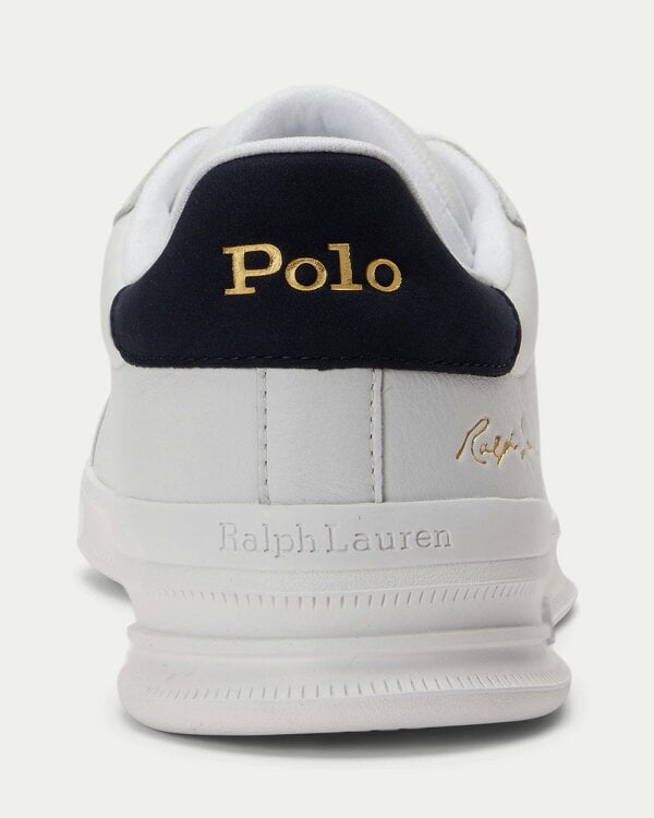 Ralph Lauren Heritage Court II Mens Leather Sneaker - White/Hunter Navy
