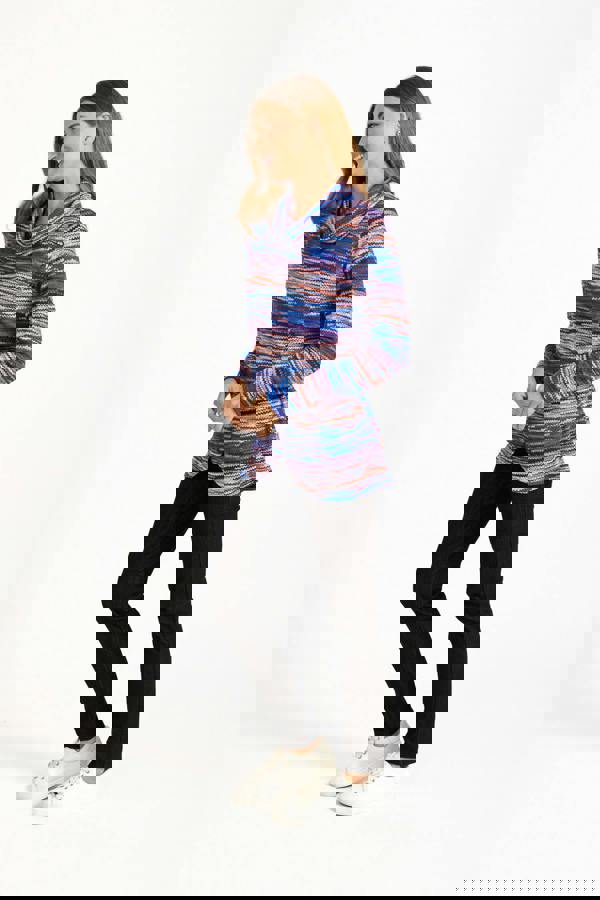 Staggered Print Cowl Neck Top