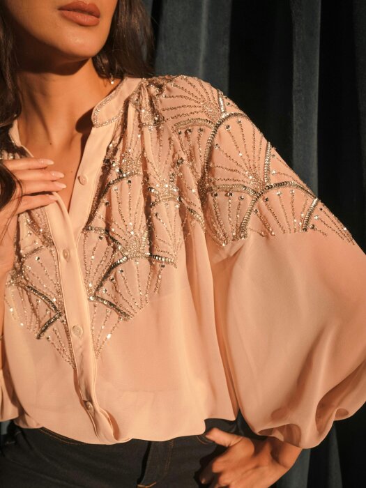 Rose & Nancy Gemma Pink Hand Embellished Blouse