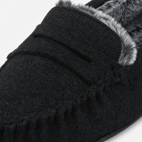 Totes SOFT HERRINGBONE Moccasins Moccasins   in  Black