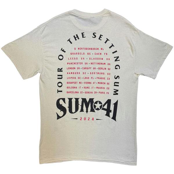 Sum 41 Unisex T-Shirt: Tour '24 Pt.2 Pink Skull (Natural) (Back Print) (Ex-Tour)