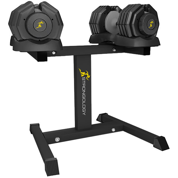 Strongology Urban25 Grey Adjustable Dumbbell Pair with Free Durable Steel Adjustable Urban25 Dumbbell Floor Stand