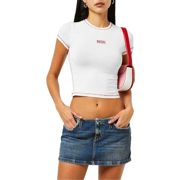 Diesel Womens/Ladies Maddie Slim Crop T-Shirt - White - 