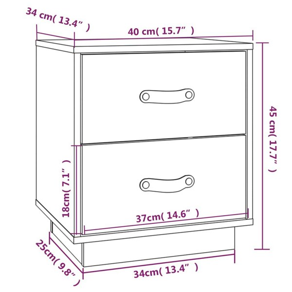 Berkfield Bedside Cabinet White 40x34x45 cm Solid Wood Pine