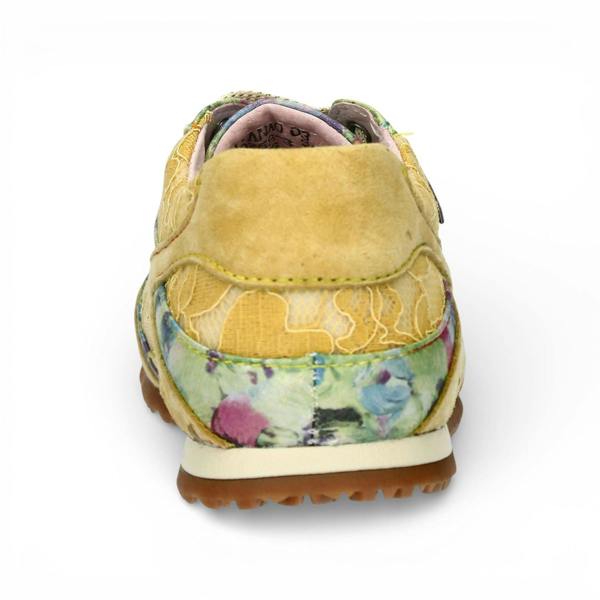 Laura Vita Women's Tivanao-05 Yellow Floral Leather Trainers Sneaker Shoes