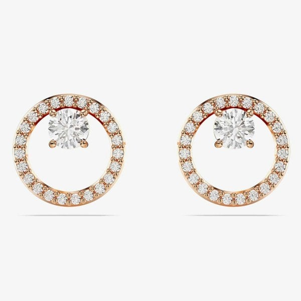 Swarovski Constella Rose Gold Tone Plated Circle Stud Earrings 5692263